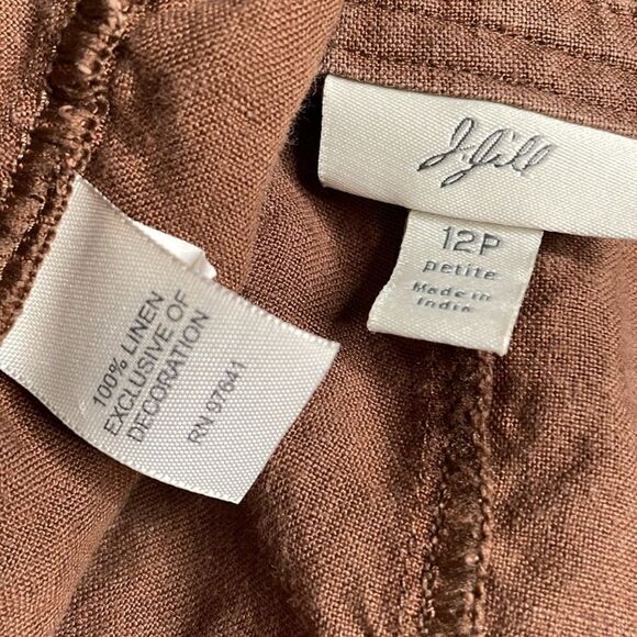 J Jill Rich Brown A-Line 100% Linen Skirt Stitching Detail - Picture 6 of 9